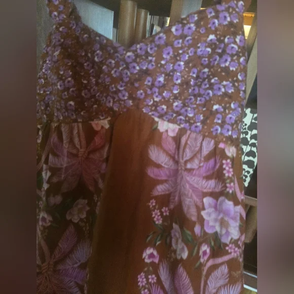 Farm Rio Palm Dream Braided Sleeveless Dress with Pink and Brown Design NWT - Picture 2 of 5